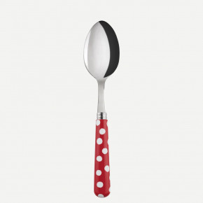 White Dots Red Soup Spoon 8.5"