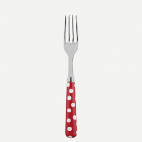 White Dots Red Dinner Fork 8.5"