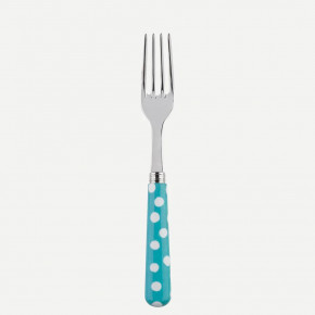 White Dots Turquoise Dinner Fork 8.5"