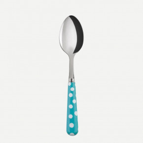 White Dots Turquoise Dessert Spoon 7.5"