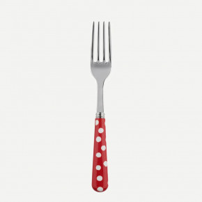White Dots Red Salad Fork 7.5"