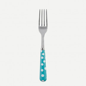 White Dots Turquoise Salad Fork 7.5"