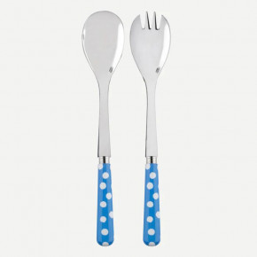 White Dots Light Blue 2-Pc Salad Serving Set 10.25" (Fork, Spoon)