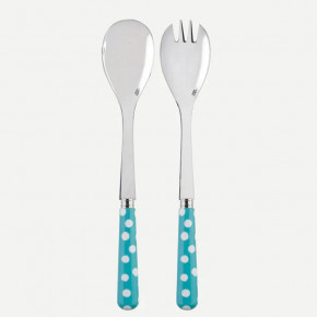 White Dots Turquoise 2-Pc Salad Serving Set 10.25" (Fork, Spoon)