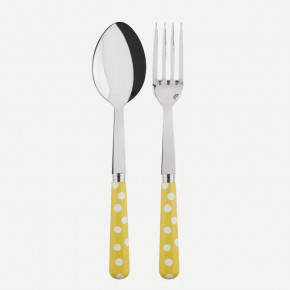 White Dots Yellow Serving Set 10.25" (Serving Fork, Serving Spoon)