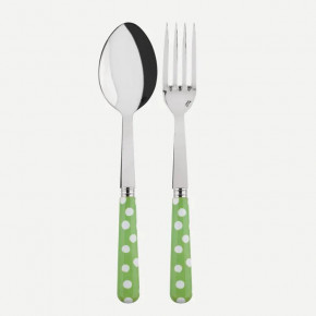 White Dots Garden Green 2-Pc Serving Set 10.25" (Fork, Spoon)