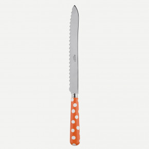 White Dots Orange Bread Knife 11"