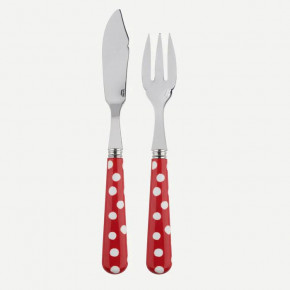 White Dots Red Fish Set 8.25" (Knife, Fork)