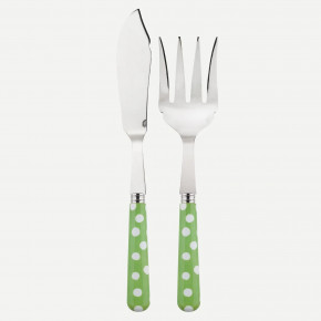 White Dots Garden Green 2-Pc Fish Serving Set 11" (Knife, Fork)