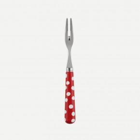 White Dots Red Cocktail Fork 5.75"