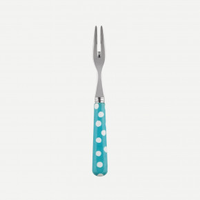 White Dots Turquoise Cocktail Fork 5.75"