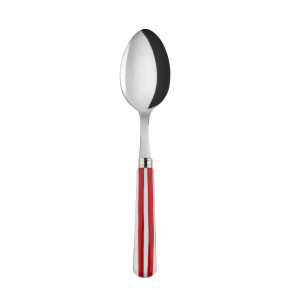White Stripe Red Soup Spoon 8.5"