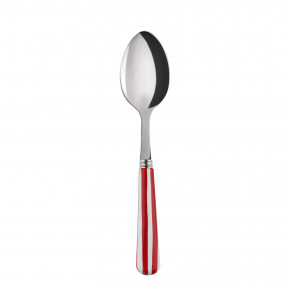 White Stripe Red Dessert Spoon 7.5"