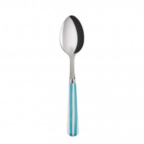 White Stripe Turquoise Dessert Spoon 7.5"