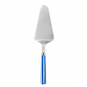 White Stripe Lapis Blue Tart Slicer 10"