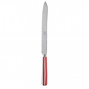White Stripe Red Bread Knife 11"