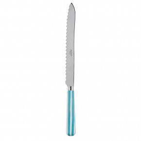 White Stripe Turquoise Bread Knife 11"
