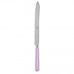White Stripe Pink Bread Knife 11"
