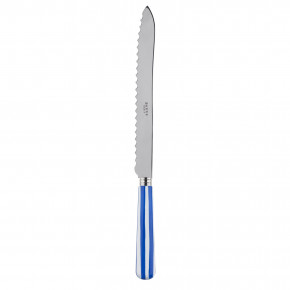 White Stripe Lapis Blue Bread Knife 11"