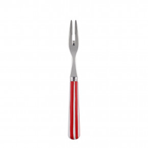 White Stripe Red Cocktail Fork 5.75"