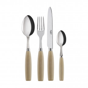 Djembe Faux Horn 4-Pc Setting (Dinner Knife, Dinner Fork, Soup Spoon, Teaspoon)