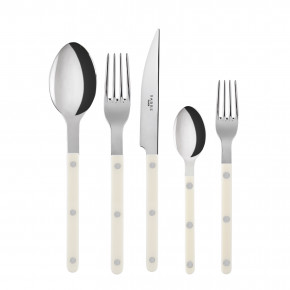Bistrot Shiny Ivory 5-Pc Setting (Dinner Knife, Dinner Fork, Soup Spoon, Salad Fork, Teaspoon)