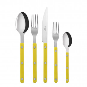 Bistrot Shiny Yellow 5-Pc Setting (Dinner Knife, Dinner Fork, Soup Spoon, Salad Fork, Teaspoon)
