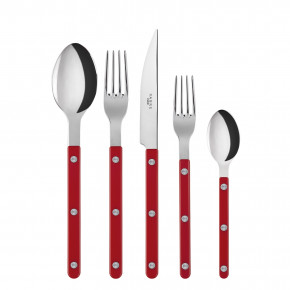 Bistrot Shiny Red 5-Pc Setting (Dinner Knife, Dinner Fork, Soup Spoon, Salad Fork, Teaspoon)