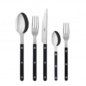 Bistrot Shiny Black 5-Pc Setting (Dinner Knife, Dinner Fork, Soup Spoon, Salad Fork, Teaspoon)