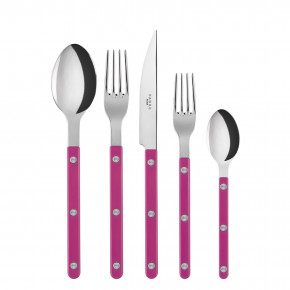 Bistrot Shiny Rasperry 5-Pc Setting (Dinner Knife, Dinner Fork, Soup Spoon, Salad Fork, Teaspoon)