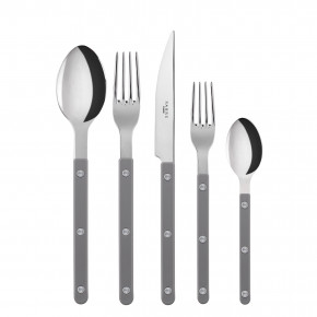 Bistrot Shiny Grey 5-Pc Setting (Dinner Knife, Dinner Fork, Soup Spoon, Salad Fork, Teaspoon)