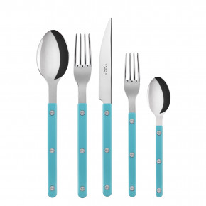 Bistrot Shiny Turquoise 5-Pc Setting (Dinner Knife, Dinner Fork, Soup Spoon, Salad Fork, Teaspoon)
