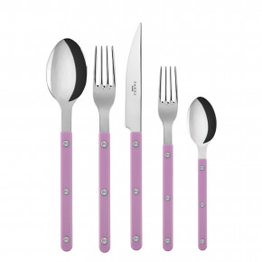 Bistrot Shiny Pink 5-Pc Setting (Dinner Knife, Dinner Fork, Soup Spoon, Salad Fork, Teaspoon)
