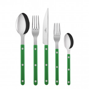 Bistrot Shiny Garden Green 5-Pc Setting (Dinner Knife, Dinner Fork, Soup Spoon, Salad Fork, Teaspoon)