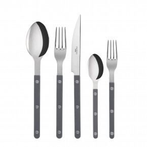Bistrot Shiny Dark Grey 5-Pc Setting (Dinner Knife, Dinner Fork, Soup Spoon, Salad Fork, Teaspoon)