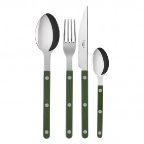 Bistrot Shiny Green 4-Pc Setting (Dinner Knife, Dinner Fork, Soup Spoon, Teaspoon)