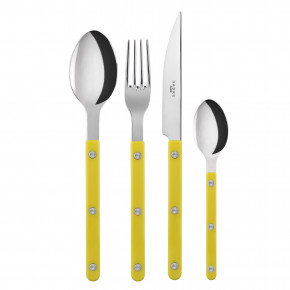 Bistrot Shiny Yellow 4-Pc Setting (Dinner Knife, Dinner Fork, Soup Spoon, Teaspoon)