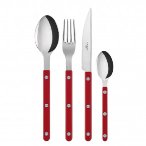 Bistrot Shiny Red 4-Pc Setting (Dinner Knife, Dinner Fork, Soup Spoon, Teaspoon)