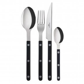 Bistrot Shiny Black 4-Pc Setting (Dinner Knife, Dinner Fork, Soup Spoon, Teaspoon)