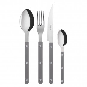 Bistrot Shiny Grey 4-Pc Setting (Dinner Knife, Dinner Fork, Soup Spoon, Teaspoon)
