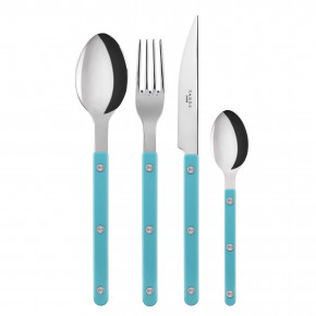 Bistrot Shiny Turquoise 4-Pc Setting (Dinner Knife, Dinner Fork, Soup Spoon, Teaspoon)