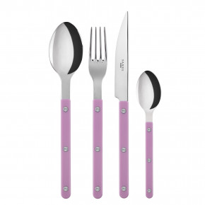 Bistrot Shiny Pink 4-Pc Setting (Dinner Knife, Dinner Fork, Soup Spoon, Teaspoon)