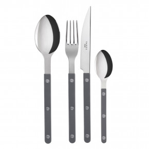 Bistrot Shiny Dark Grey 4-Pc Setting (Dinner Knife, Dinner Fork, Soup Spoon, Teaspoon)