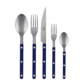 Bistrot Vintage Navy Blue 5-Pc Setting (Dinner Knife, Dinner Fork, Soup Spoon, Salad Fork, Teaspoon)