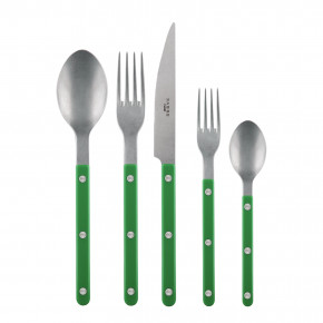 Bistrot Vintage Garden Green 5-Pc Setting (Dinner Knife, Dinner Fork, Soup Spoon, Salad Fork, Teaspoon)