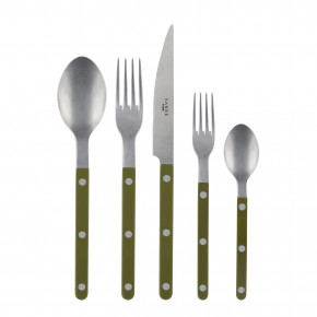 Bistrot Vintage Green Fern 5-Pc Setting (Dinner Knife, Dinner Fork, Soup Spoon, Salad Fork, Teaspoon)