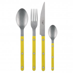 Bistrot Vintage Yellow 4-Pc Setting (Dinner Knife, Dinner Fork, Soup Spoon, Teaspoon)