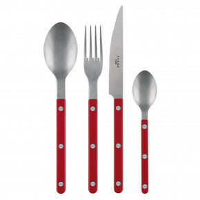 Bistrot Vintage Red 4-Pc Setting (Dinner Knife, Dinner Fork, Soup Spoon, Teaspoon)