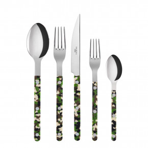 Bistrot Camouflage Green 5-Pc Setting (Dinner Knife, Dinner Fork, Soup Spoon, Salad Fork, Teaspoon)
