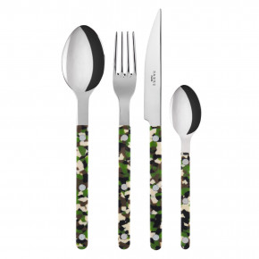 Bistrot Camouflage Green 4-Pc Setting (Dinner Knife, Dinner Fork, Soup Spoon, Teaspoon)